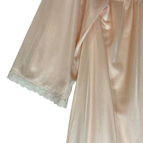 Vintage JCPenney Nightgown & Robe Set Size Small Peach Nylon Lace Trim USA - Picture 7 of 12